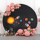 Lofaris Rocket And Universe Round Birthday Backdrop For Boy